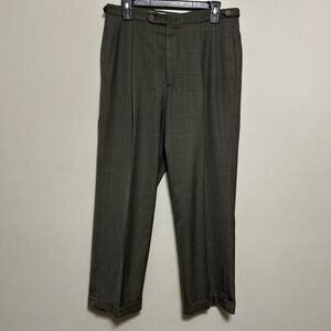 VTG Christian Dior Monsieur Pleated Dress Pants 32x27 Grey Windowpane Adjusters